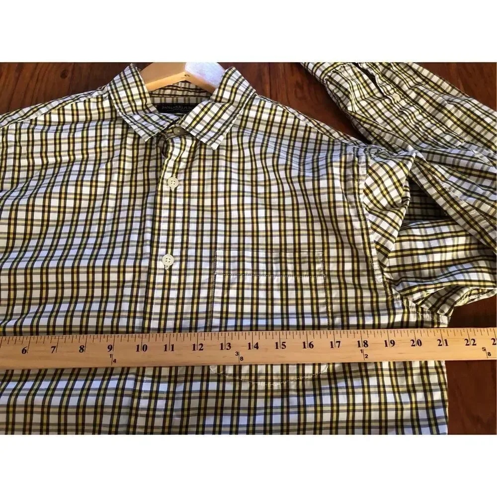 BANANA REPUBLIC Organic Cotton Plaid Multi Button up Shirt SZ M